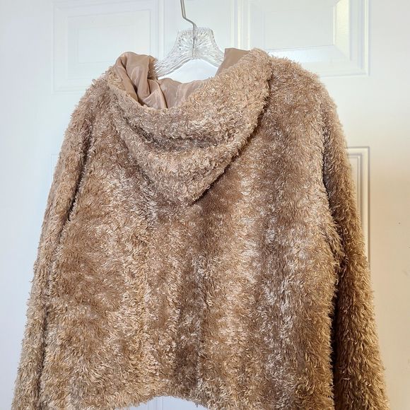 Wild Fable Jacket Teddy Bear Size XL Caramel Bomber Hooded Lined Pockets Zipper - Picture 8 of 12